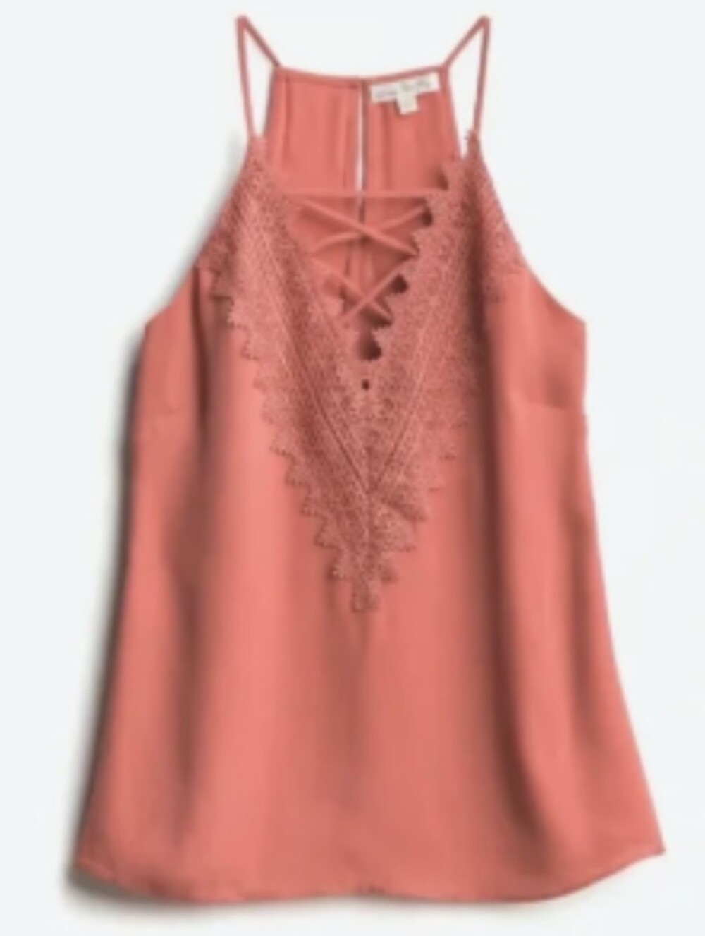 $7 Nine Britton | Boho Lace-Up V-Neck Cami in Dusty Rose Size L - Offers Welcome